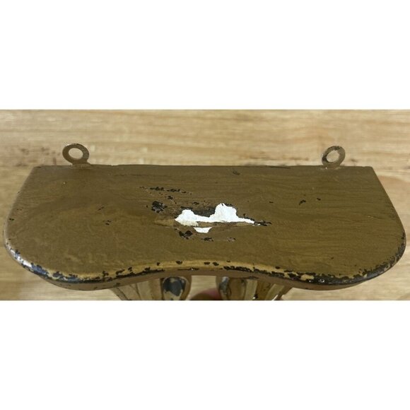 Pair of VTG Hollywood Regency Wall Shelves Plaster Chalkware Acanthus Leaf Gold - Picture 3 of 5